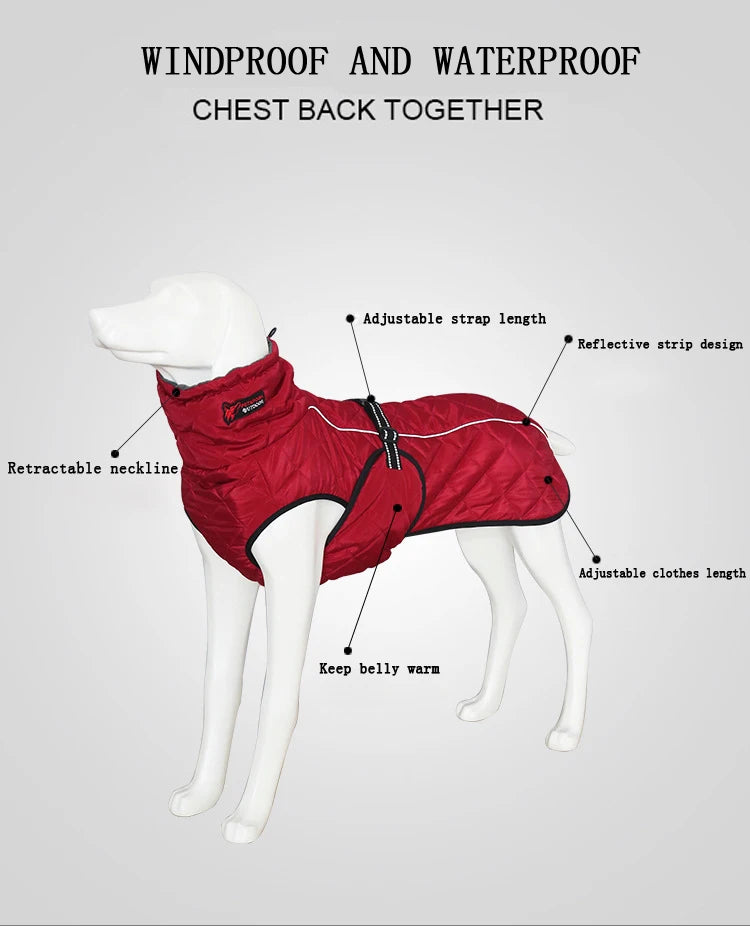 Waterproof Reflective Dog Jacket - Warm Outdoor Winter Vest