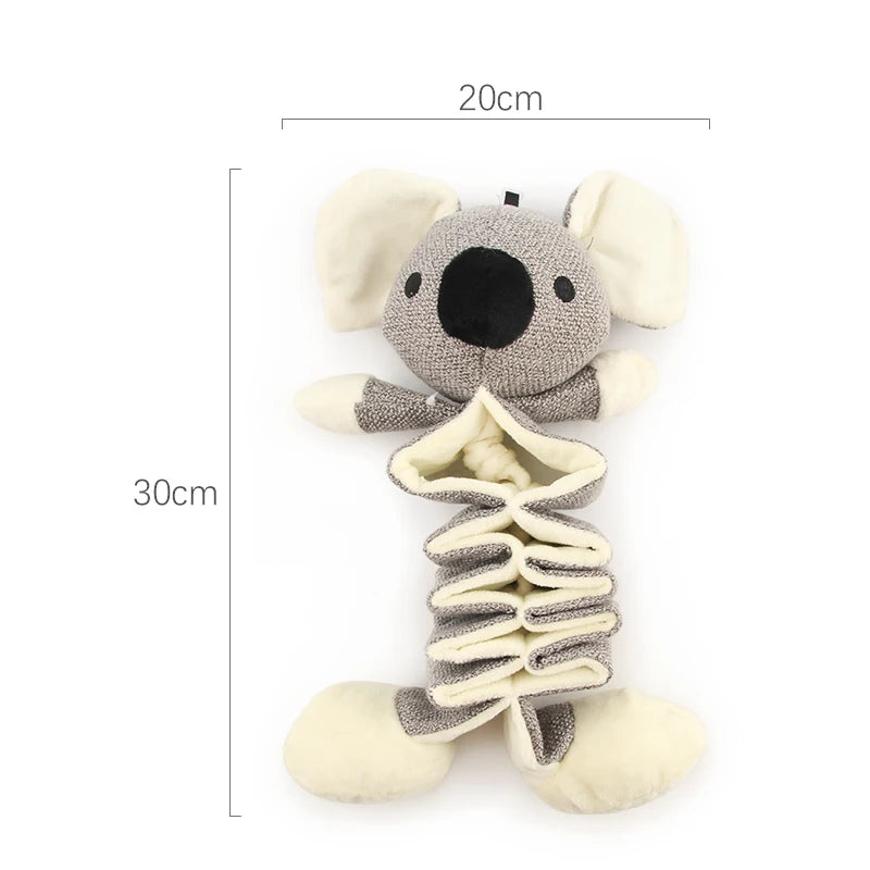 Slow Feeder Plush Dog Toy – Koala, Kangaroo, Hippo Design