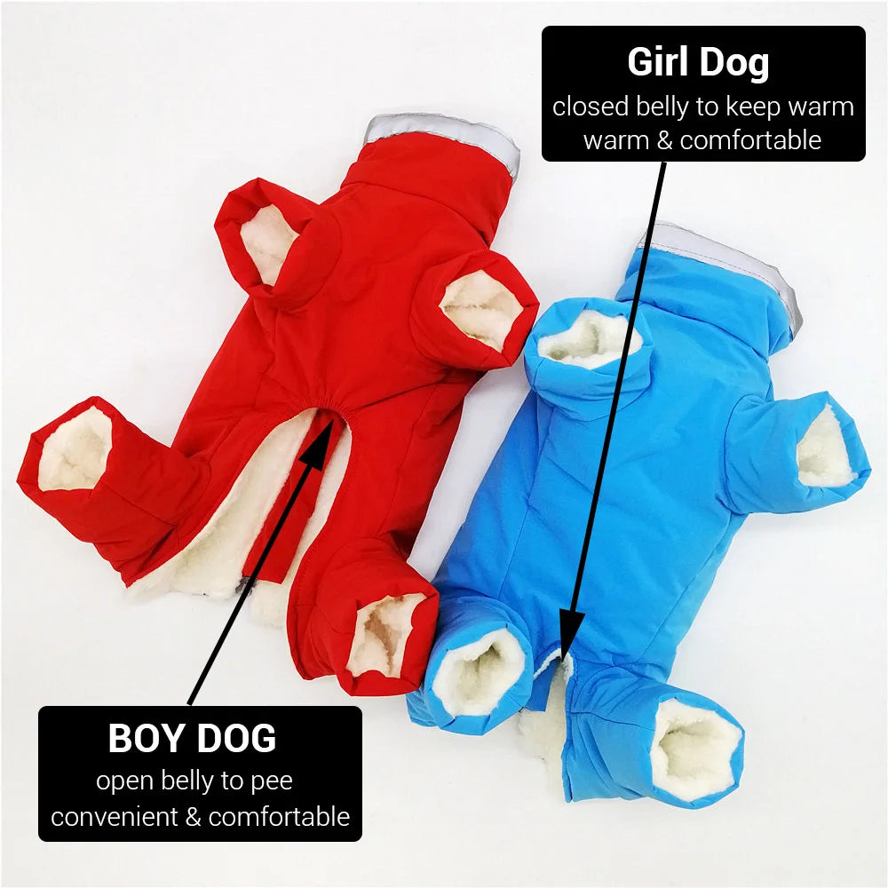 Waterproof Winter Dog Jumpsuit – Warm Reflective Coat for Small Dogs