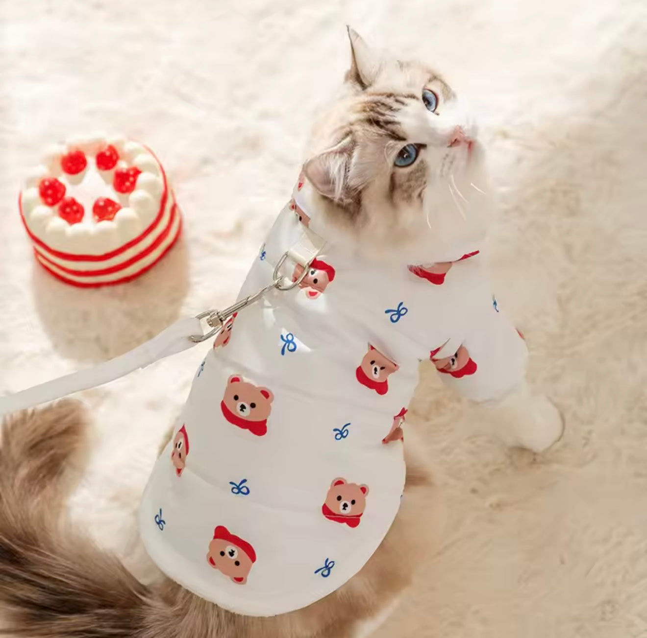 Style Bear Print Pet Coat – Warm Cotton Winter Outfit