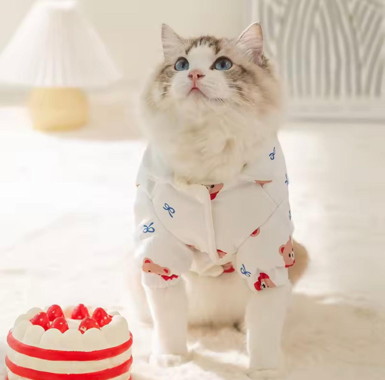 Style Bear Print Pet Coat – Warm Cotton Winter Outfit