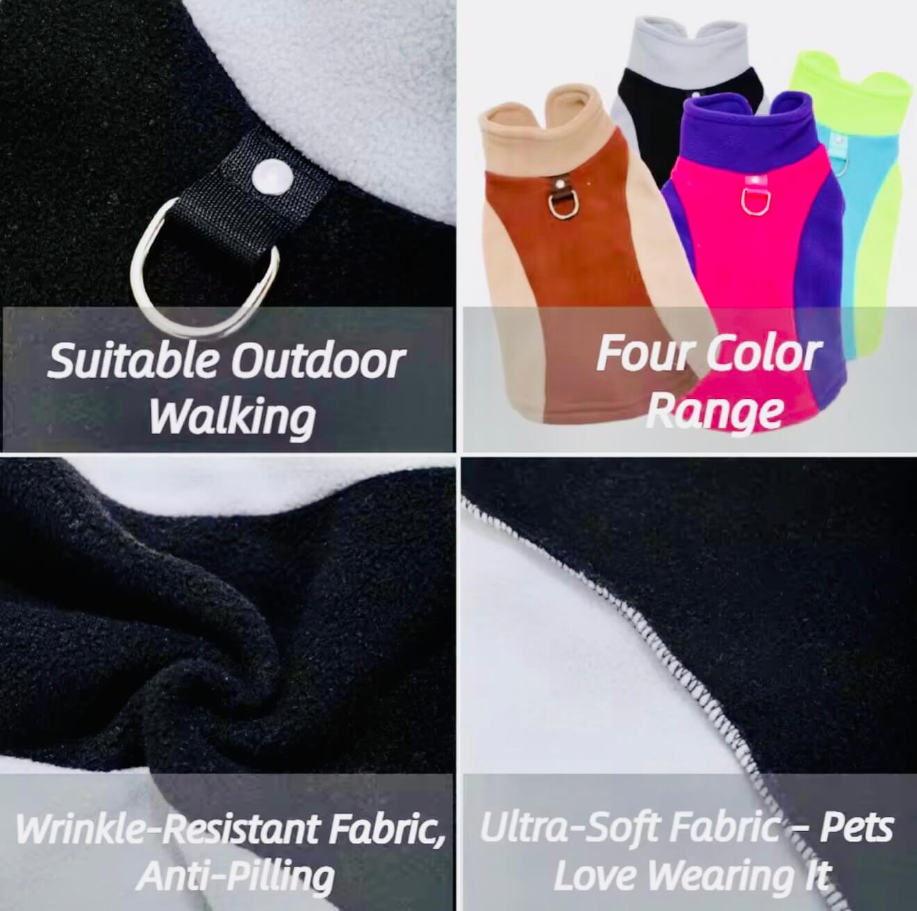 Winter Fleece Dog Jacket Vest with D-Ring – Small Dogs & Cat