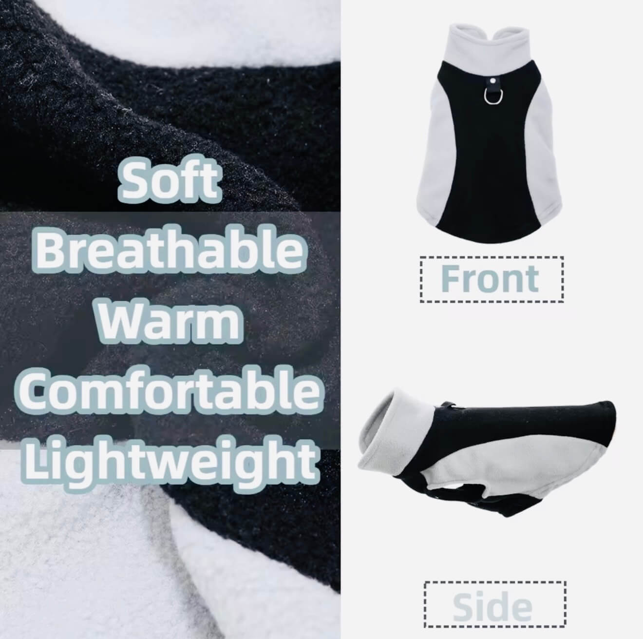 Winter Fleece Dog Jacket Vest with D-Ring – Small Dogs & Cat