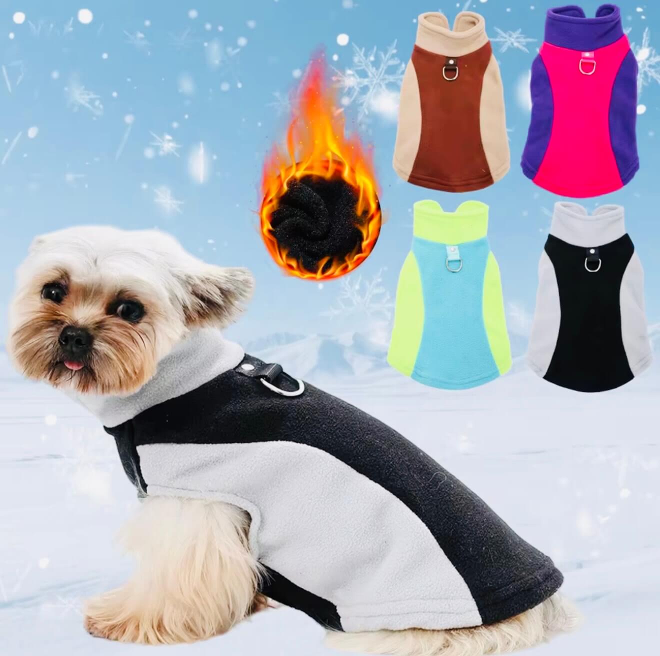 Winter Fleece Dog Jacket Vest with D-Ring – Small Dogs & Cat