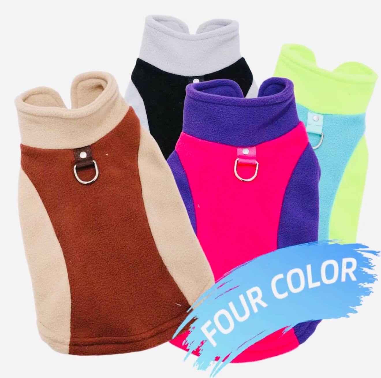 Winter Fleece Dog Jacket Vest with D-Ring – Small Dogs & Cat
