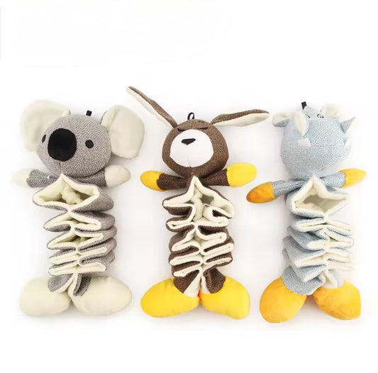 Slow Feeder Plush Dog Toy – Koala, Kangaroo, Hippo Design