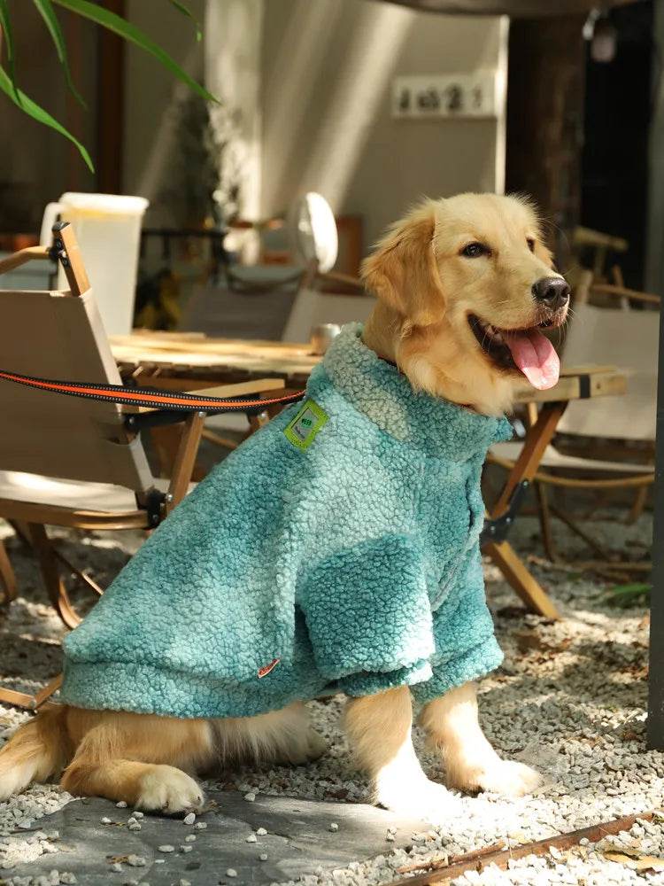 Thick Wool Winter Dog Coat – Windproof for Large Breeds