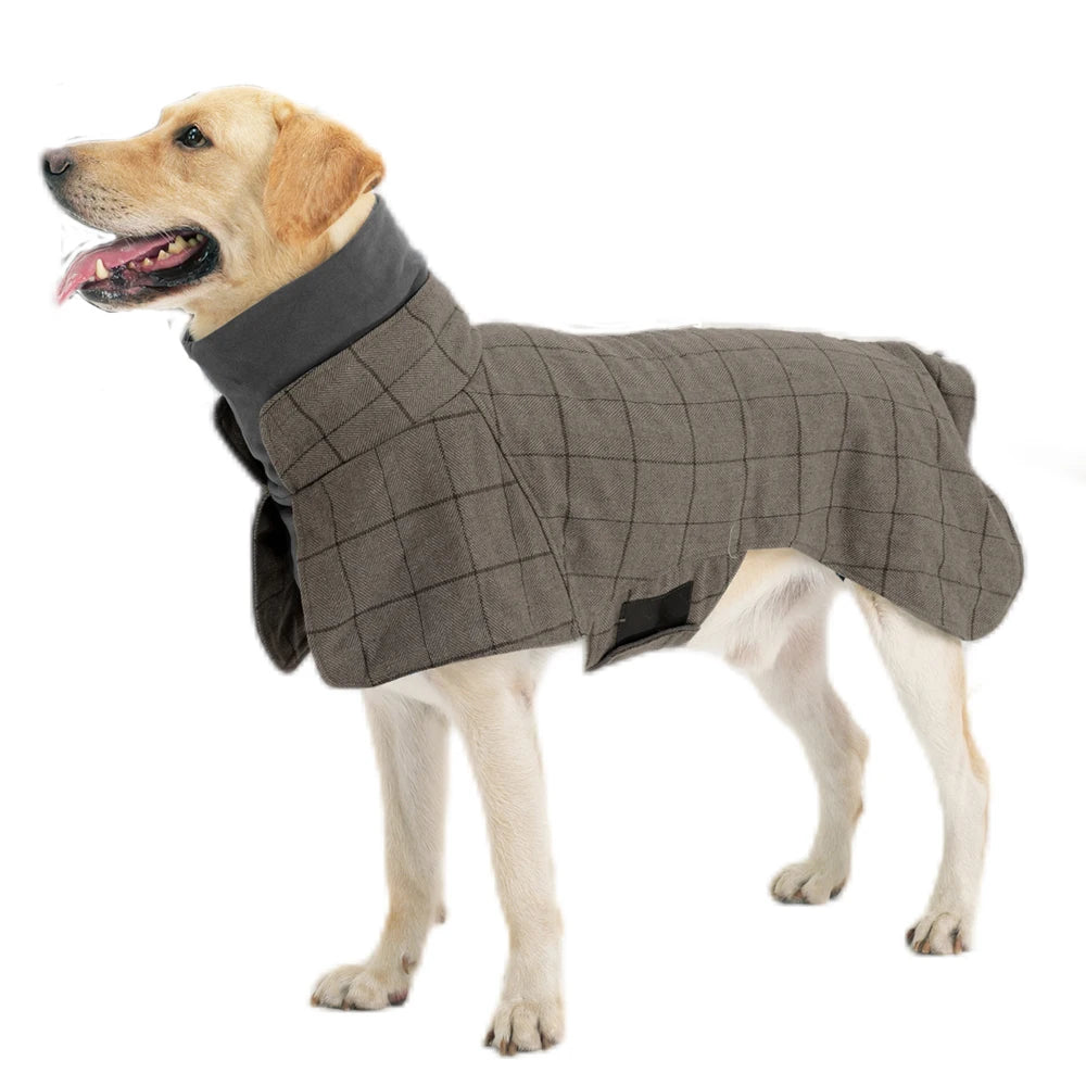 British Style Plaid Dog Jacket – Warm Adjustable Winter Coat