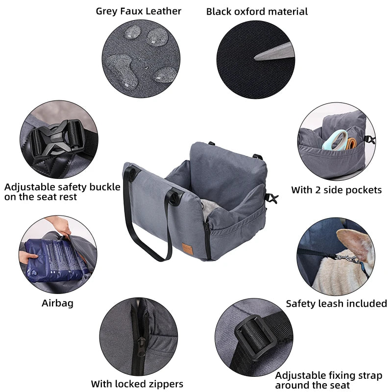 Inflatable Dog Car Seat Bed – Portable Booster for Small Pets