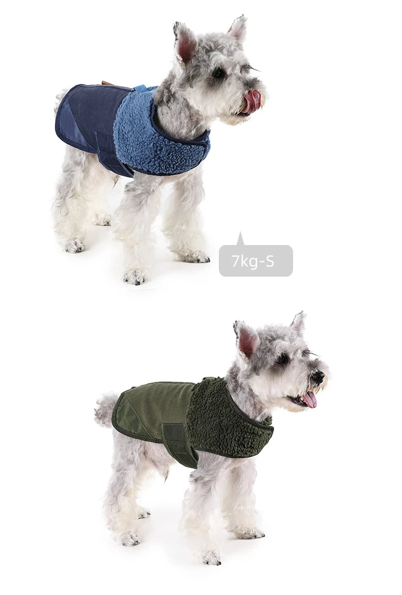 Sherpa Suede Dog Coat - Adjustable Warm Fleece Winter Jacket