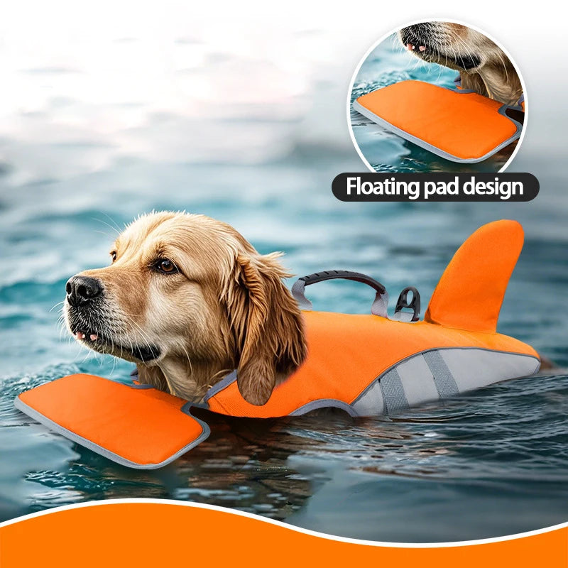 Shark Fin Dog Life Jacket – Adjustable Summer Swim Vest for Dogs