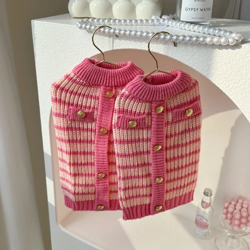 Striped Warm Dog Sweater – Cozy Winter Outfit for Small Dogs