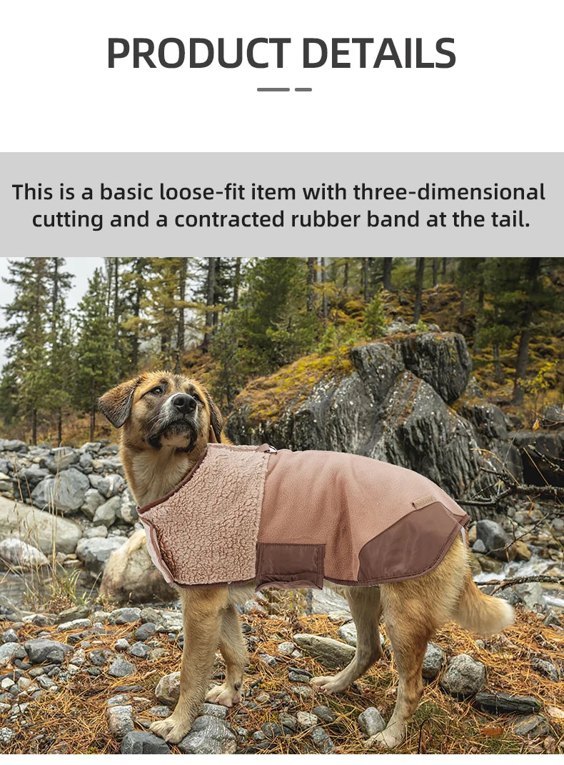 Sherpa Suede Dog Coat - Adjustable Warm Fleece Winter Jacket