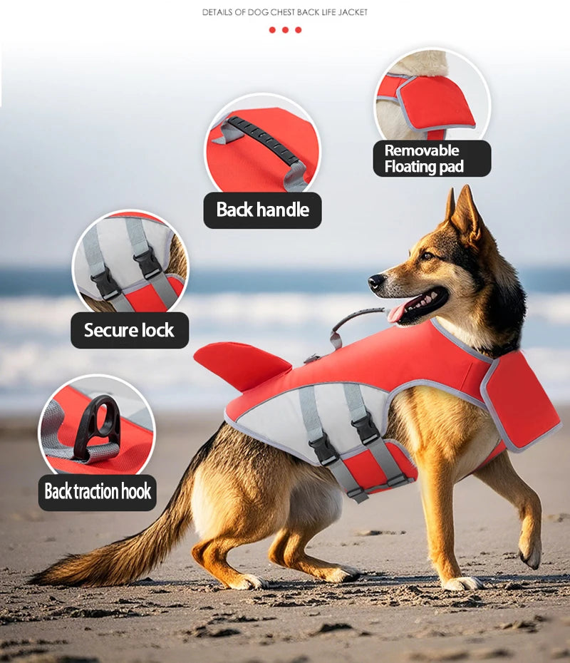 Shark Fin Dog Life Jacket – Adjustable Summer Swim Vest for Dogs