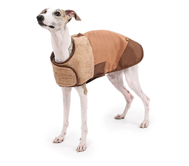 Sherpa Suede Dog Coat - Adjustable Warm Fleece Winter Jacket