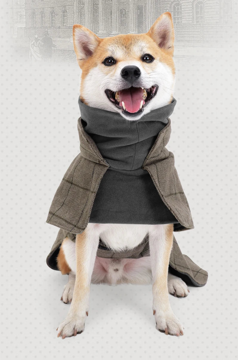 British Style Plaid Dog Jacket – Warm Adjustable Winter Coat
