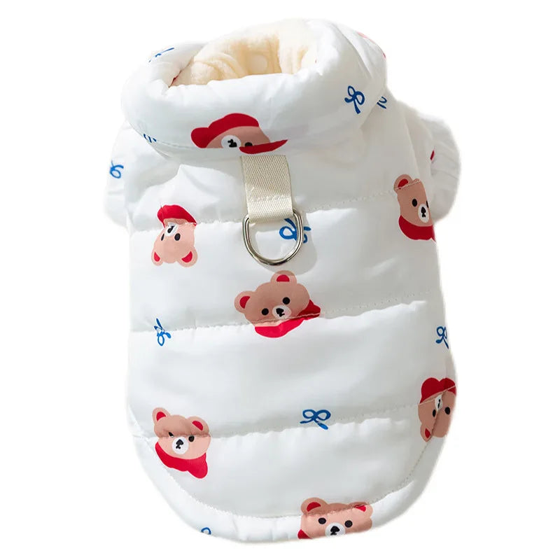 Style Bear Print Pet Coat – Warm Cotton Winter Outfit