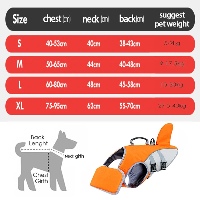 Shark Fin Dog Life Jacket – Adjustable Summer Swim Vest for Dogs