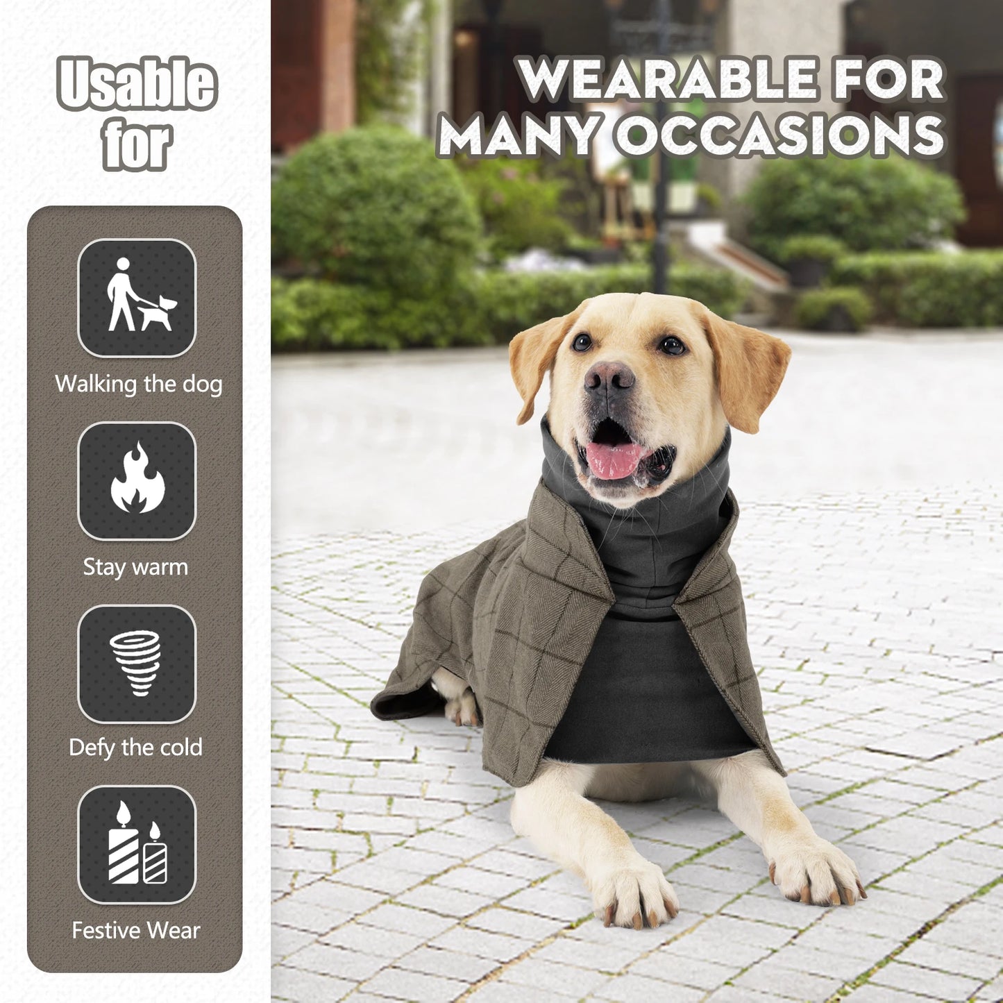 British Style Plaid Dog Jacket – Warm Adjustable Winter Coat
