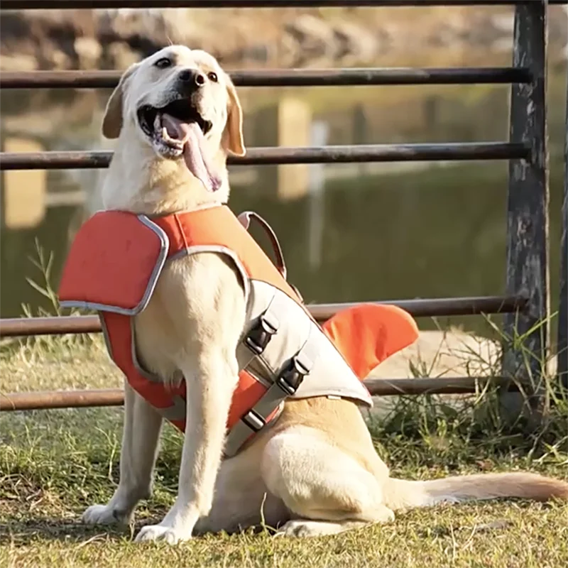 Shark Fin Dog Life Jacket – Adjustable Summer Swim Vest for Dogs