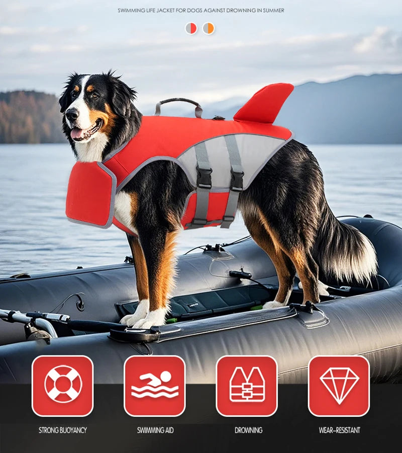 Shark Fin Dog Life Jacket – Adjustable Summer Swim Vest for Dogs