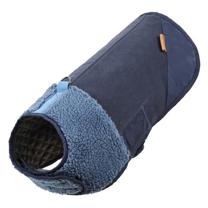 Sherpa Suede Dog Coat - Adjustable Warm Fleece Winter Jacket