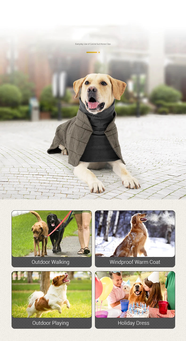 British Style Plaid Dog Jacket – Warm Adjustable Winter Coat