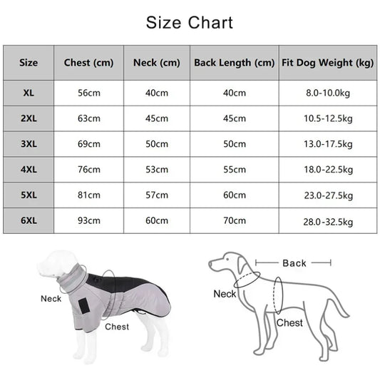 Waterproof Winter Dog Jacket – High Collar Coat for Large Dogs