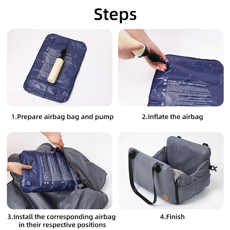 Inflatable Dog Car Seat Bed – Portable Booster for Small Pets