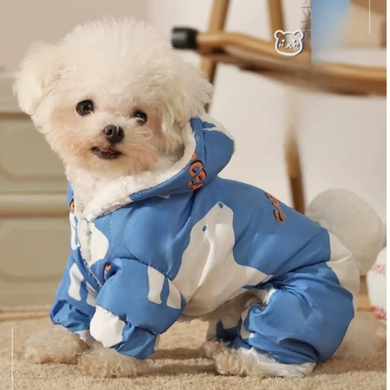Waterproof Dog Winter Jumpsuit – Warm Cotton Four-Legged Coat