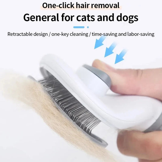 Self-Cleaning Pet Hair Brush for Cats & Dogs