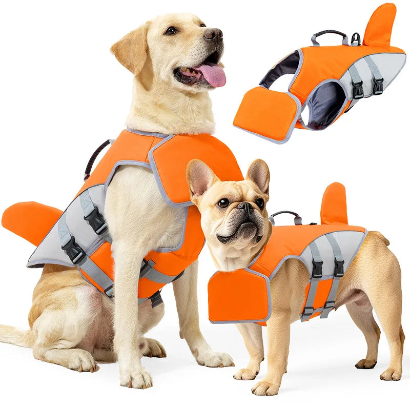 Shark Fin Dog Life Jacket – Adjustable Summer Swim Vest for Dogs