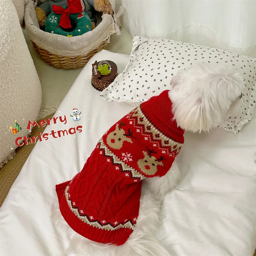 Striped Warm Dog Sweater – Cozy Winter Outfit for Small Dogs