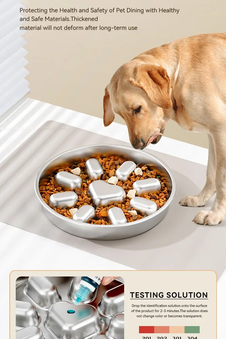 Stainless Steel Slow Feeder Dog Bowl – Non-Slip, Large Capacity