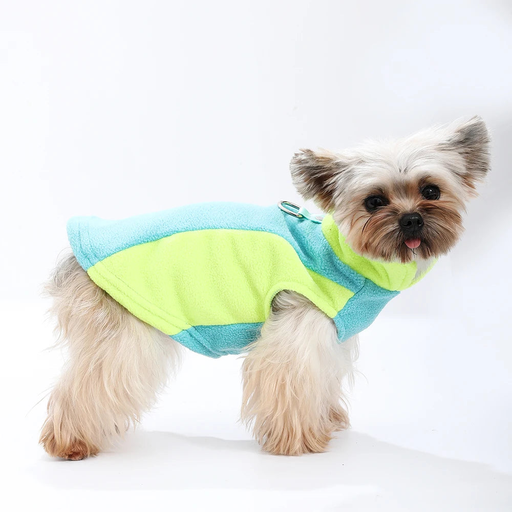 Winter Fleece Dog Jacket Vest with D-Ring – Small Dogs & Cat