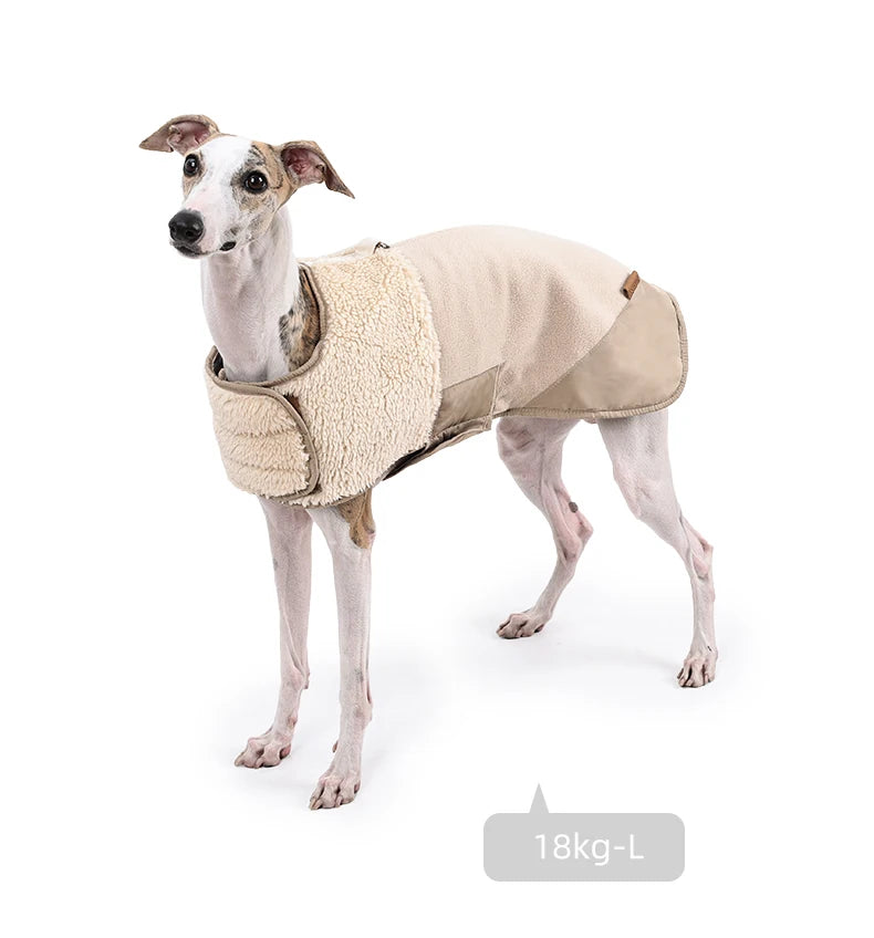 Sherpa Suede Dog Coat - Adjustable Warm Fleece Winter Jacket
