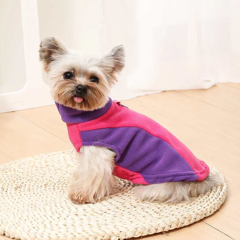 Winter Fleece Dog Jacket Vest with D-Ring – Small Dogs & Cat