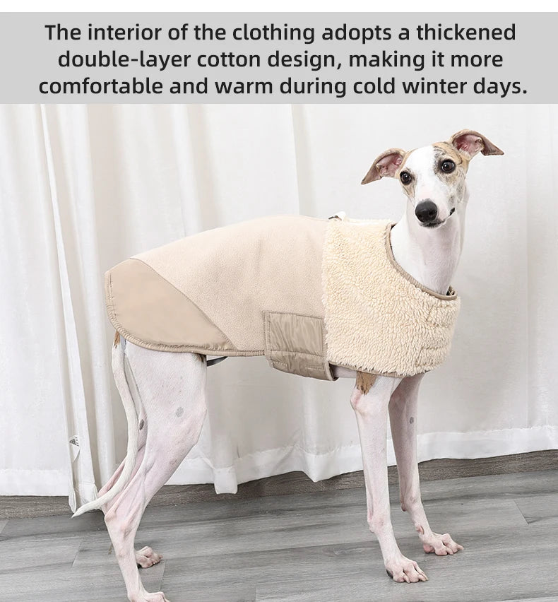 Sherpa Suede Dog Coat - Adjustable Warm Fleece Winter Jacket