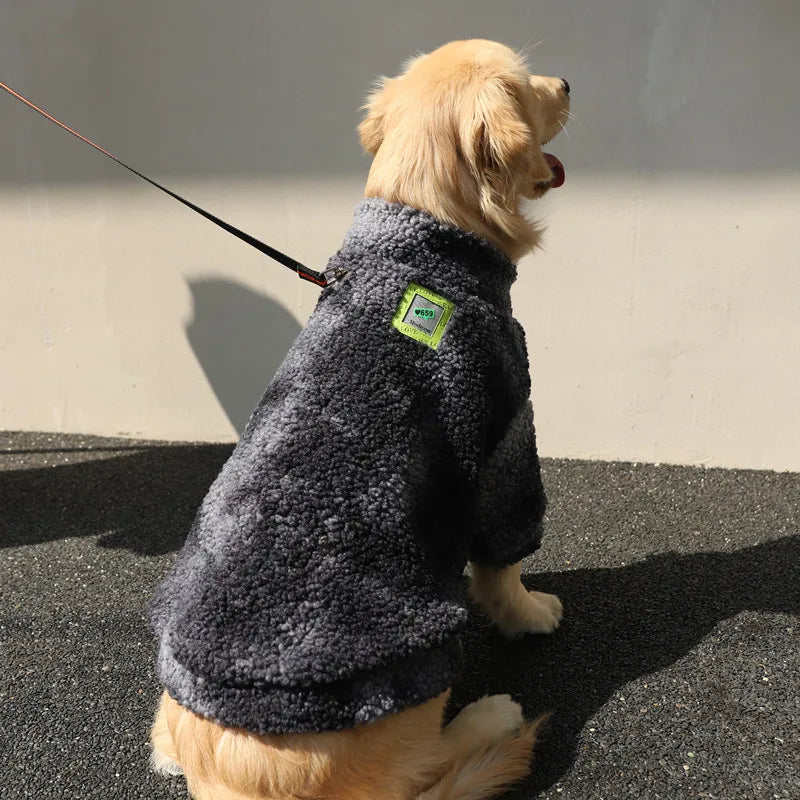 Thick Wool Winter Dog Coat – Windproof for Large Breeds
