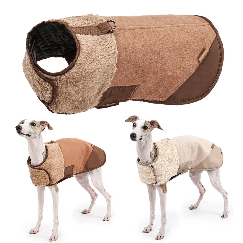 Sherpa Suede Dog Coat - Adjustable Warm Fleece Winter Jacket