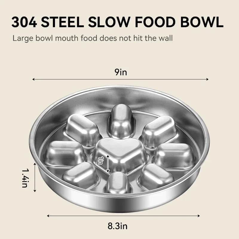 Stainless Steel Slow Feeder Dog Bowl – Non-Slip, Large Capacity