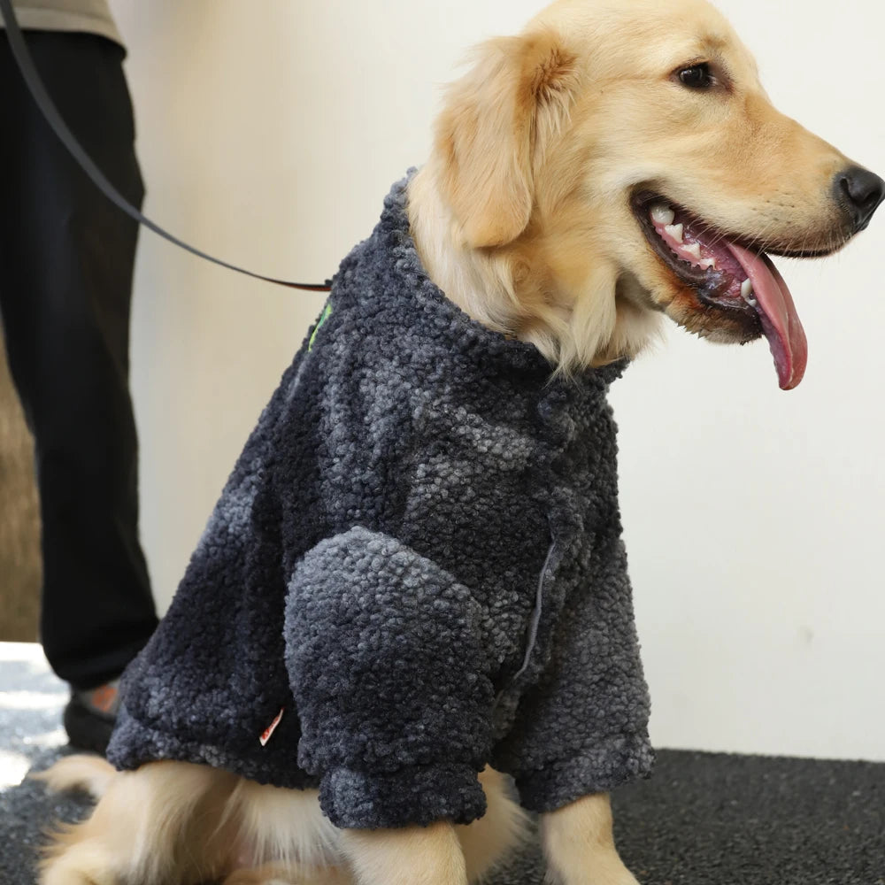 Thick Wool Winter Dog Coat – Windproof for Large Breeds