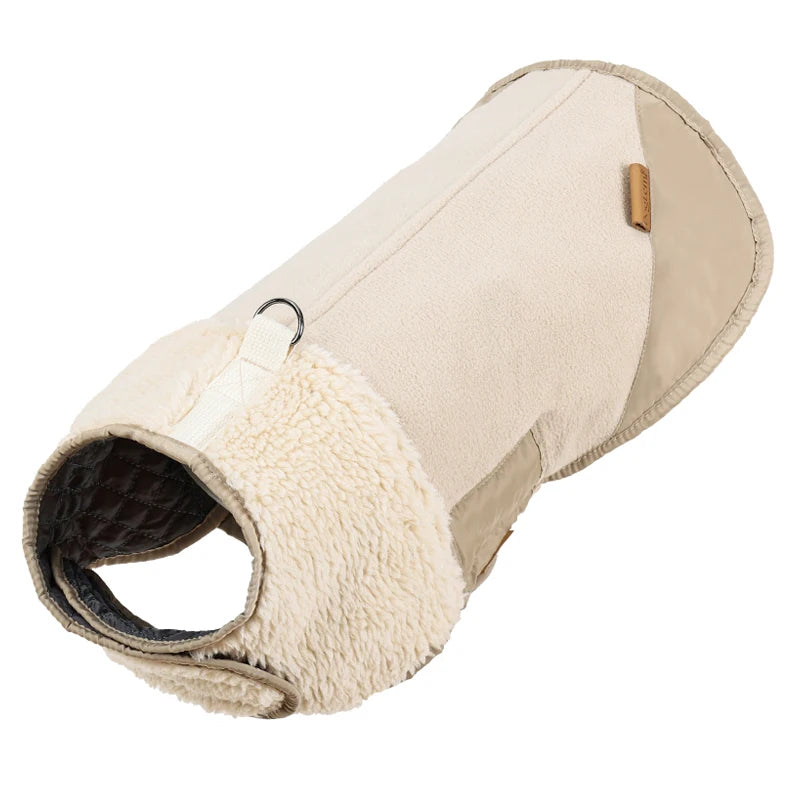 Sherpa Suede Dog Coat - Adjustable Warm Fleece Winter Jacket