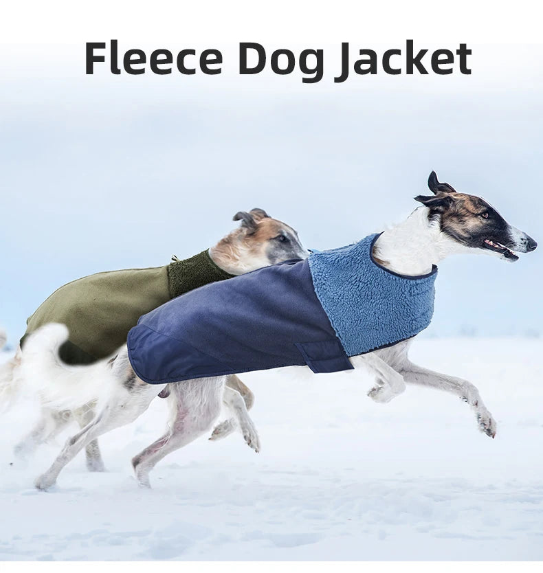 Sherpa Suede Dog Coat - Adjustable Warm Fleece Winter Jacket