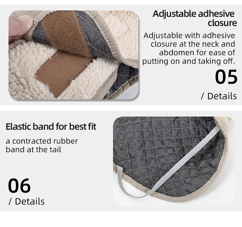 Sherpa Suede Dog Coat - Adjustable Warm Fleece Winter Jacket