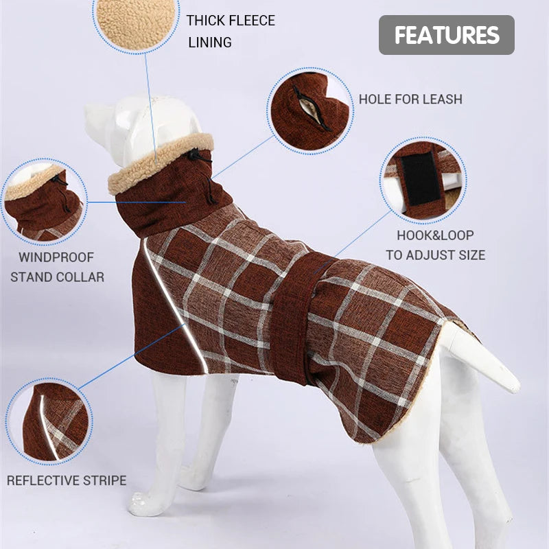 Plaid Winter Dog Jacket – Reflective & Windproof