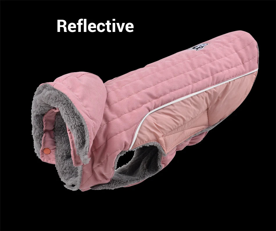 Thick Fleece Winter Dog Jacket – Reflective & Adjustable Coat