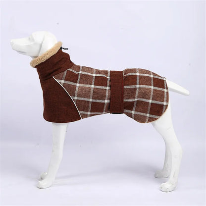 Plaid Winter Dog Jacket – Reflective & Windproof