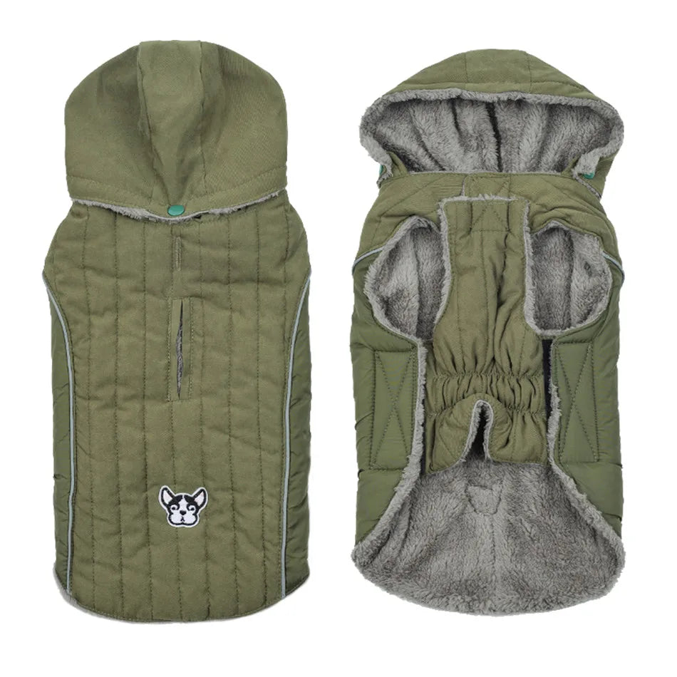 Thick Fleece Winter Dog Jacket – Reflective & Adjustable Coat
