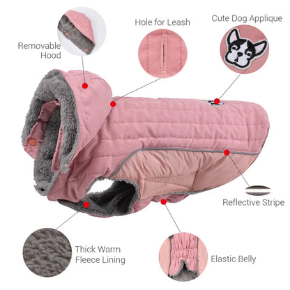 Thick Fleece Winter Dog Jacket – Reflective & Adjustable Coat